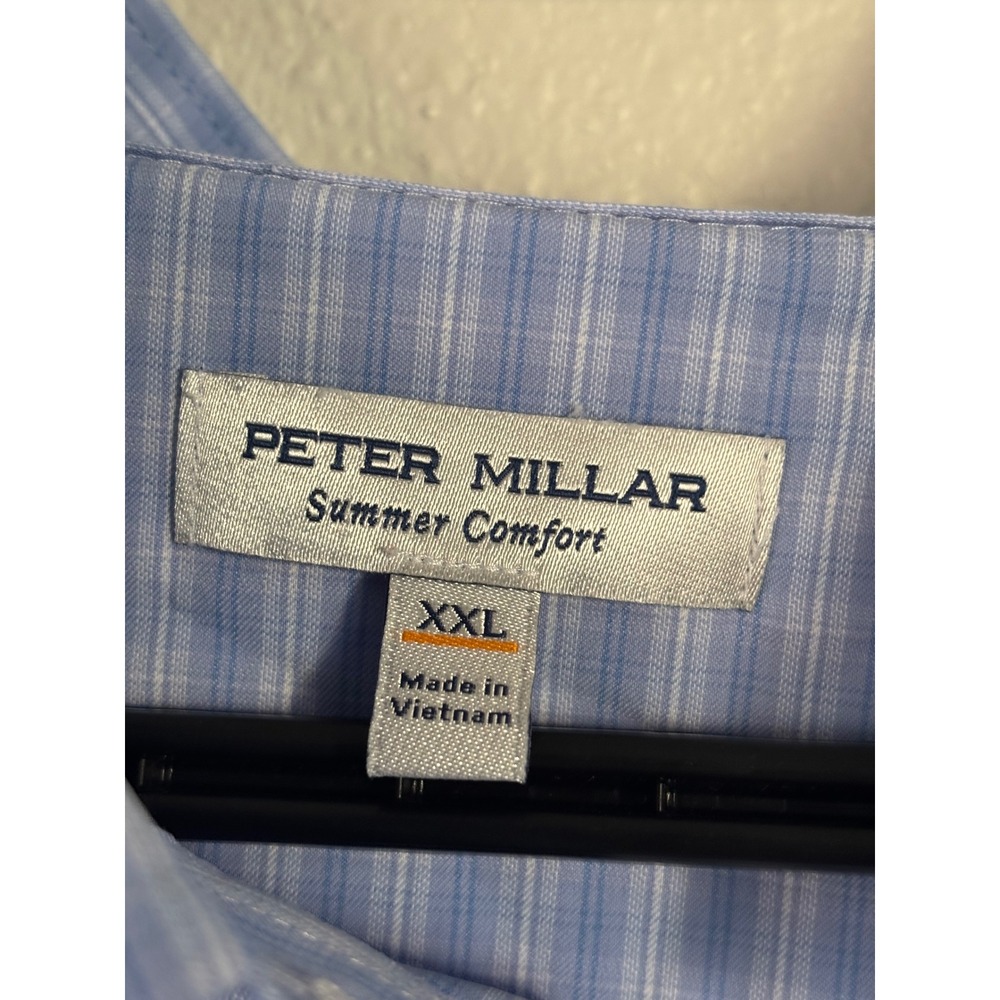 Peter Millar Summer Comfort Blue Plaid Button Down Shirt Mens XXL Long Sleeve - Picture 2 of 5